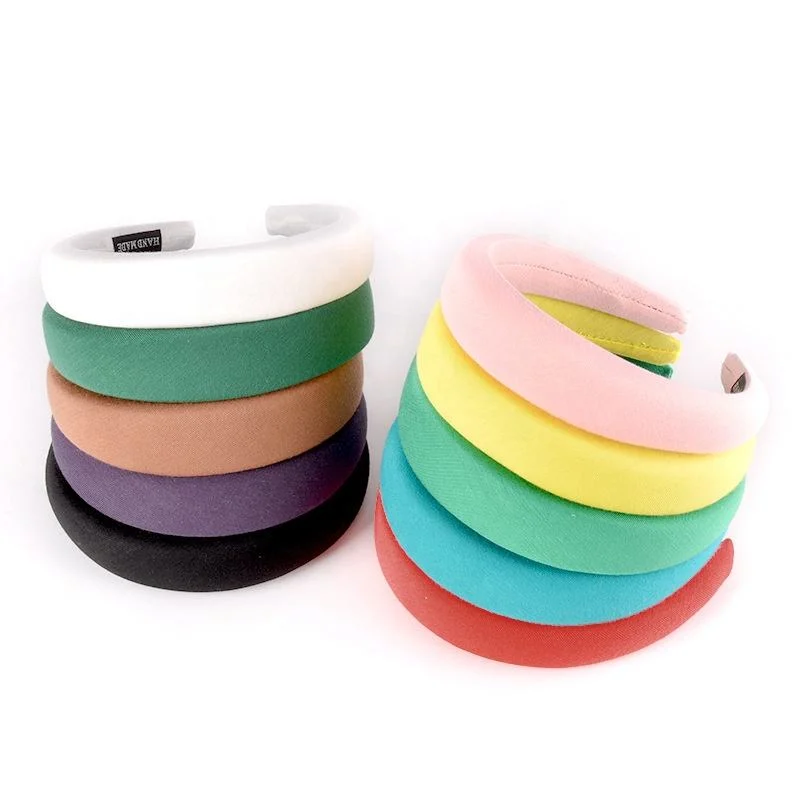 18 Color Solid Candy Colourful Matte Surface Fabric Hair Hoop Girls Sponge Fashion Headband Women Plain Satin Padded Headband