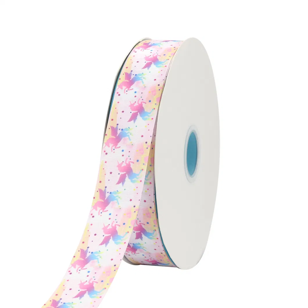 Factory Unicorn Cartoon Digital Hot Turn Thread Tape Printing Wholesale Handmade Jewelry Material Ribbon Decorative Hair Accessories