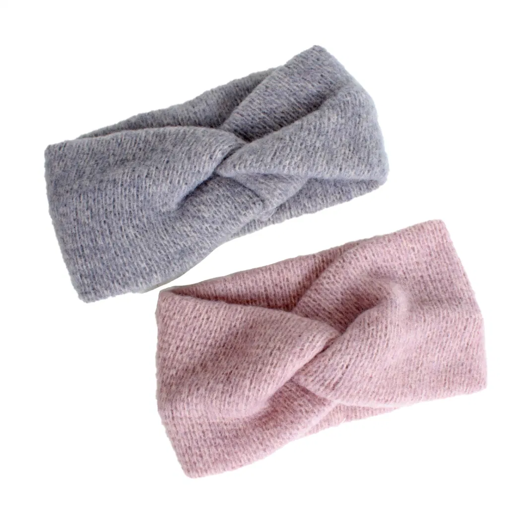 Sweet Letter Coral Fleece Soft Bow Headbands Women Girls Winter Hairbands