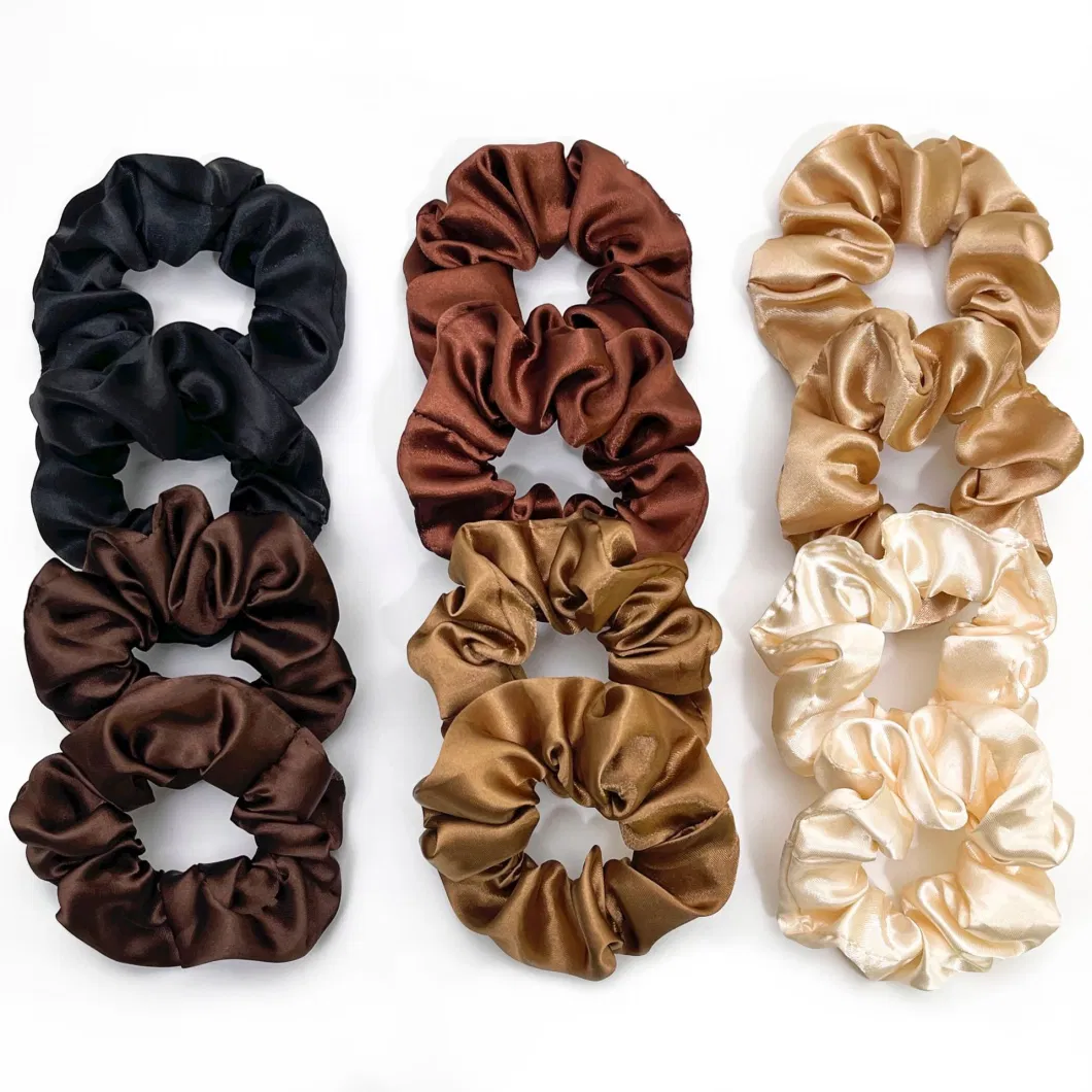 7PCS/Set Silk Hair Scrunchies Solid Color Elastic Hair Bands