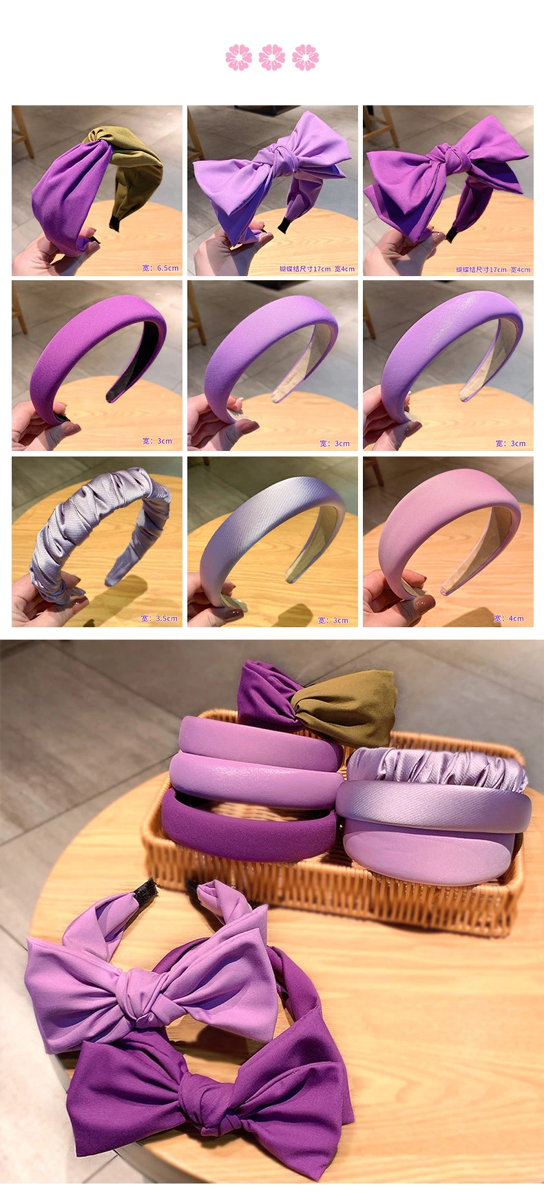 Purple Headband Female Korean Female Face Sponge Spring New Bow Headband