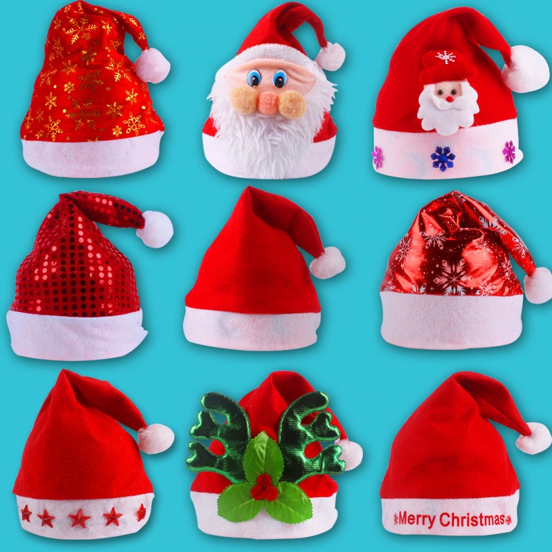 Wholesale Customized Woven Fabric Santa Claus Headband Plush Leaves Pattern Headband Merry Christmas Headband