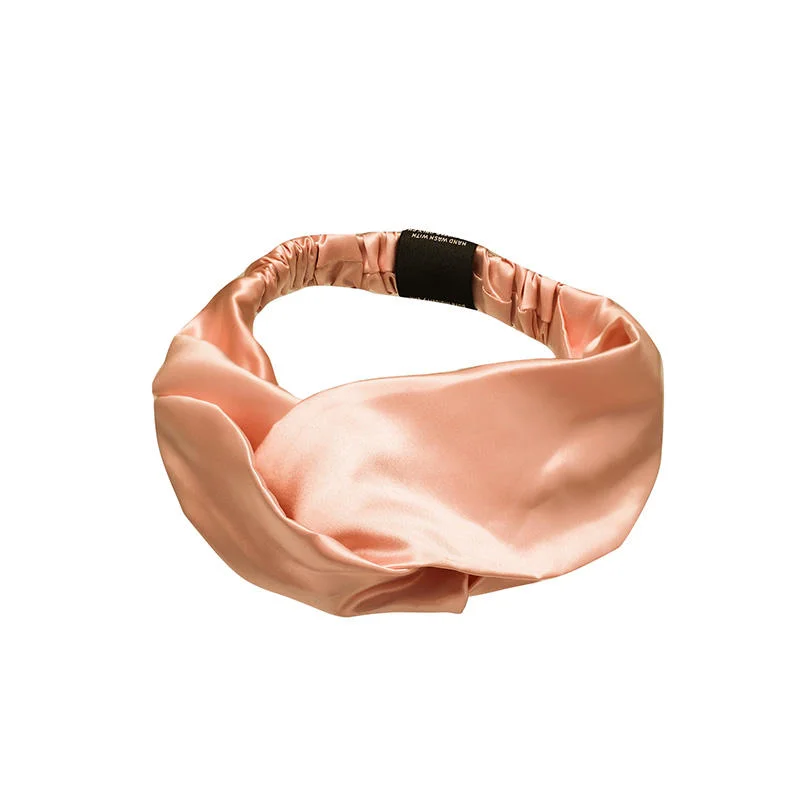 Custom Printed High Quality Elastic Hairband Twisted Luxury Silk Ladies Headband