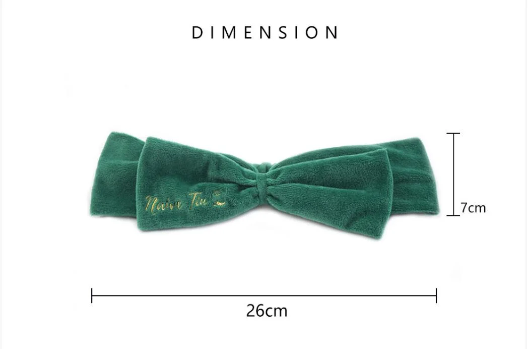 Promotional Fashion High Quality Embroidery Bowknot Soft Velvet Green Headband