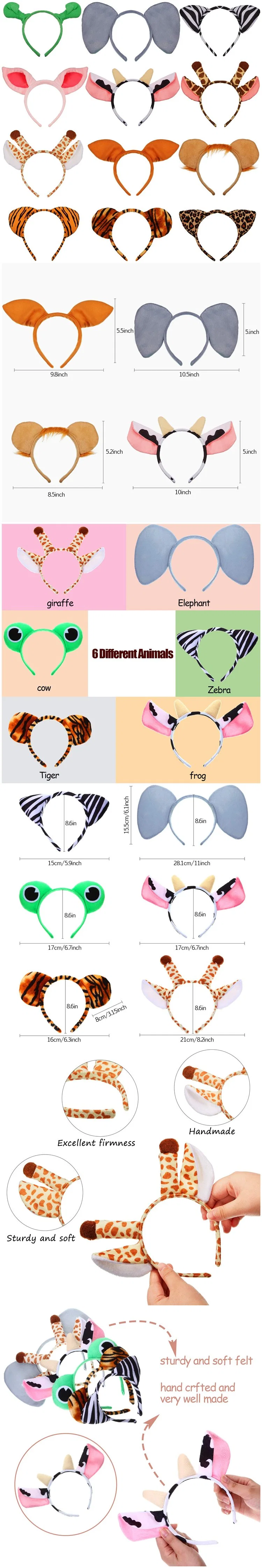 Yd Plush Cartoon Headbands Assorted Zoo Jungle Hair Accessories Headbands