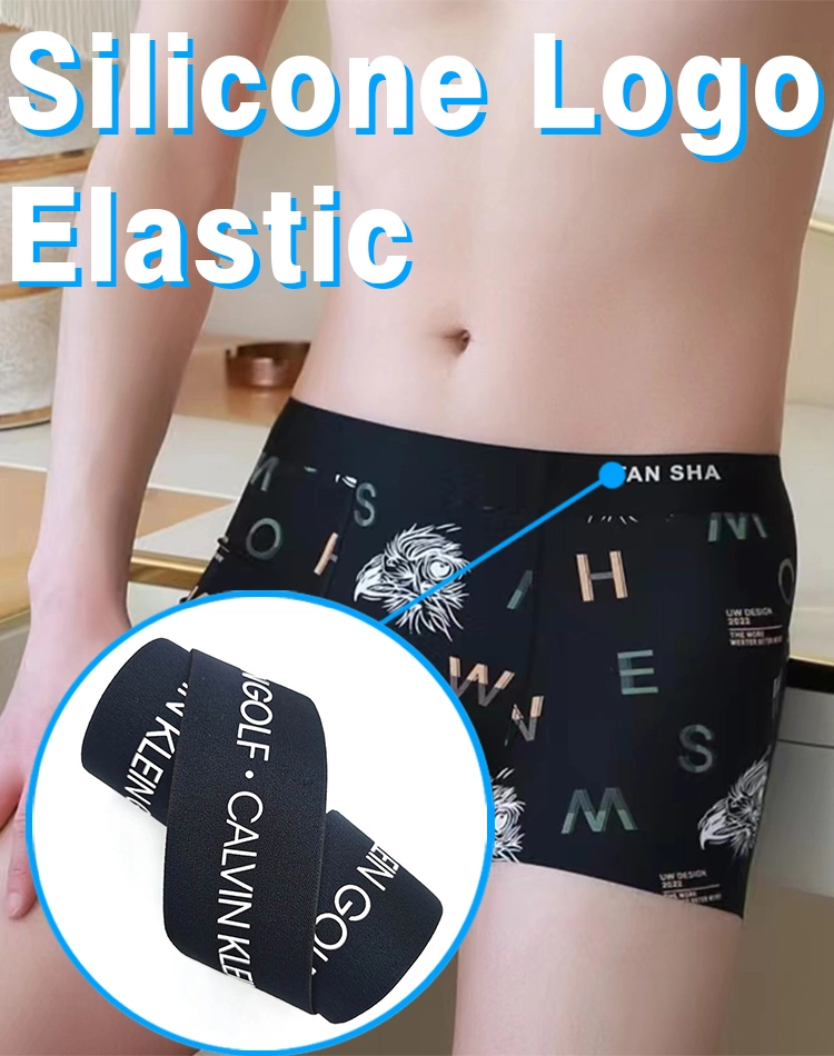 Custom 3D Silicone Logo Printed Underwear Elastic Band for Men Boxer