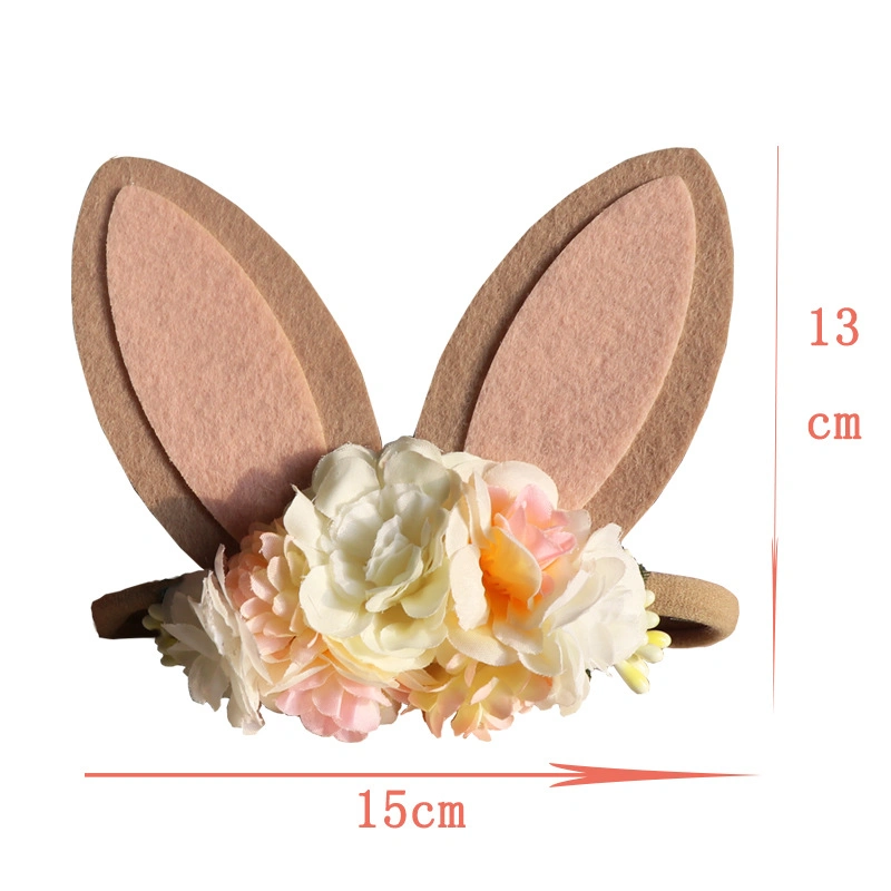 Large Rabbit Ears Headband Children Hair Band Easter Imitation Flower Head Band