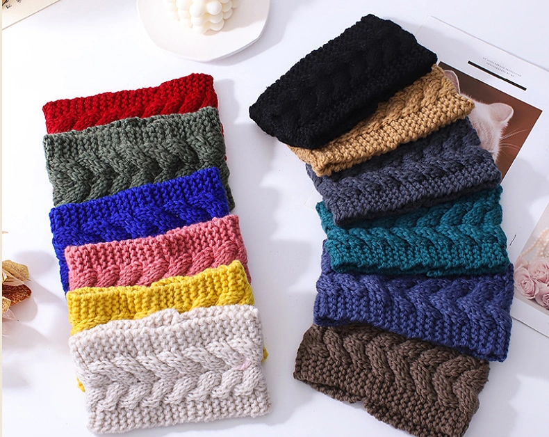 Cross Knit Wool Hair Band Ear Protector Headband Elastic Handmade Warm Head Band