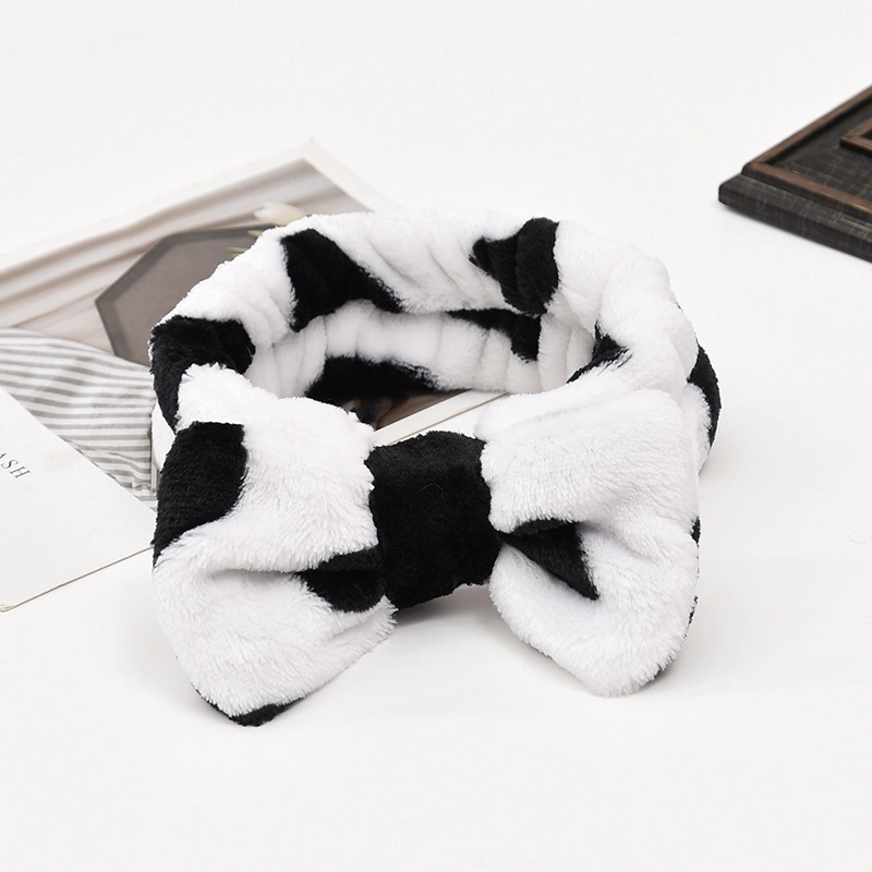 Lovely Soft Carol Fleece Bowknot Bow Makeup Cosmetic Shower Elastic Headband