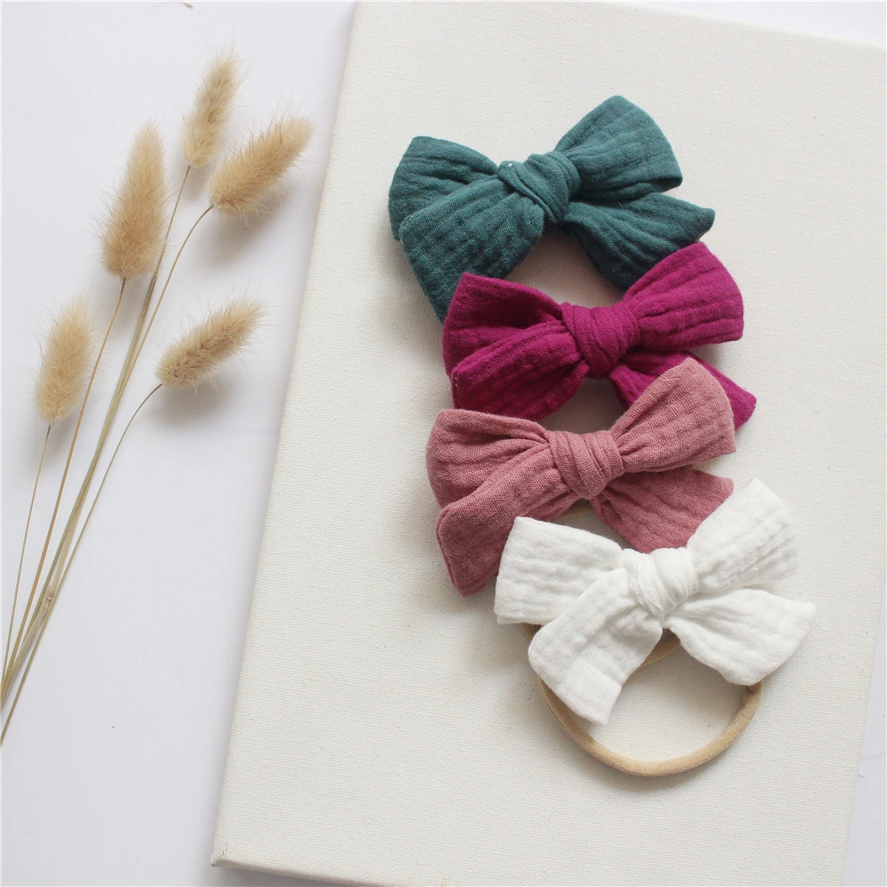 4 Baby Cotton Bow Headband Cute Set Headbands for Baby