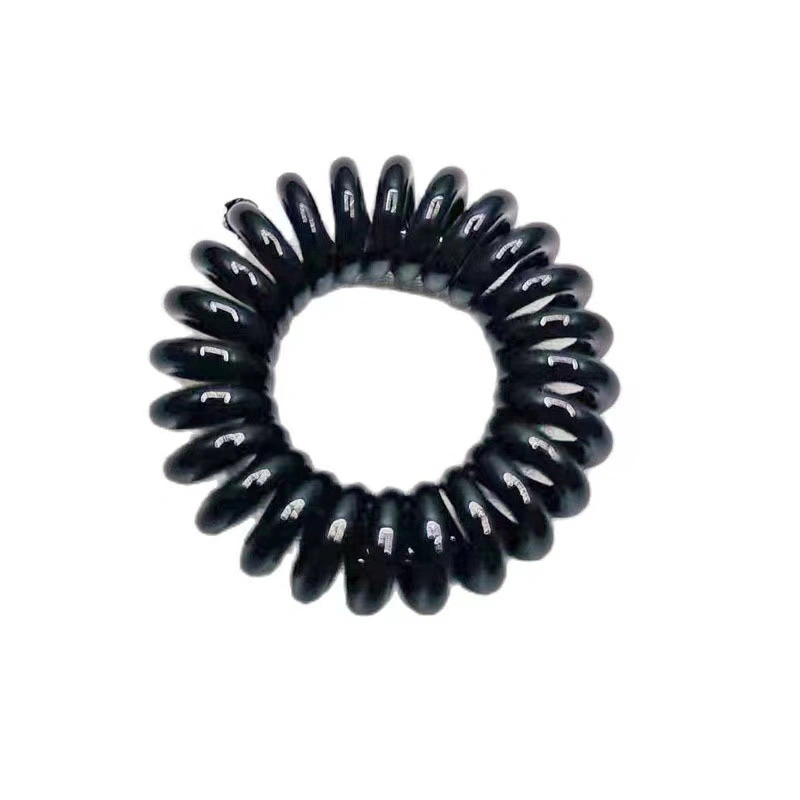 Medium Size 4cm Black Gray Transparent Telephone Wire Hair Loop Tie Hair Rope Hairband