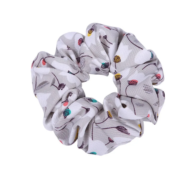 Korea French Rainbow Checkerboard Waves Graffiti Hair Scrunchies Satin Temperament Hair Scrunchies