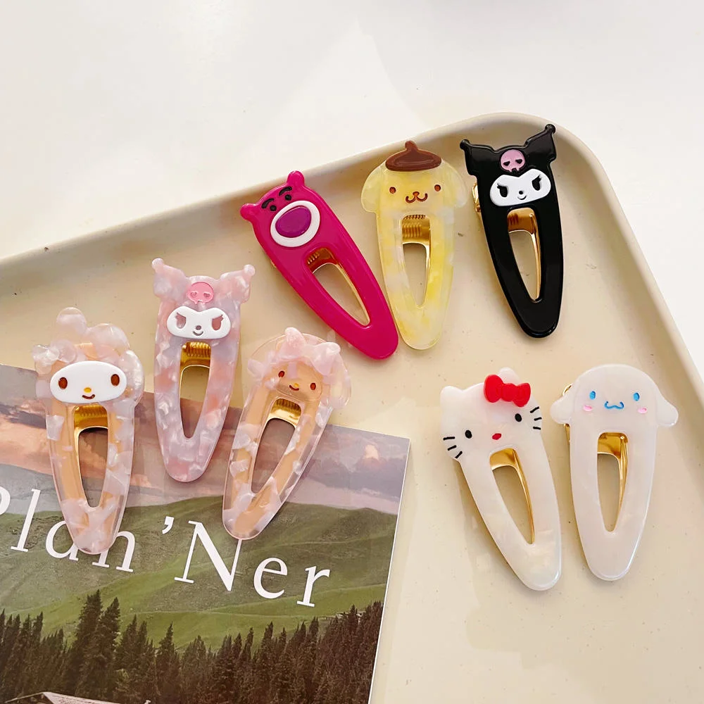 Fancy Cute Kids Baby Hair Clips Accessories Cellulose Acetate Metal Hello Kitty Hair Clips