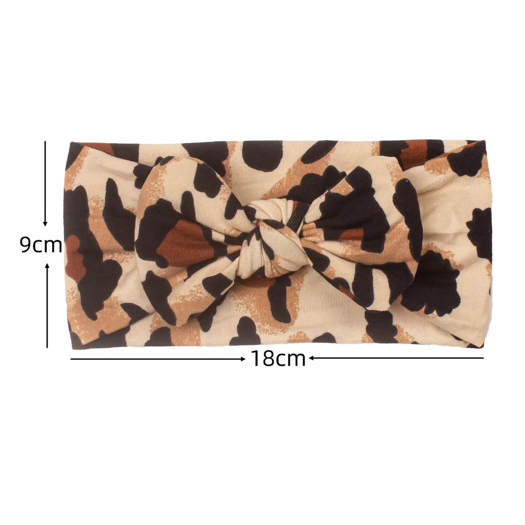 Children&prime;s Leopard Print Printed Headscarf Baby Wide Side Soft Bow Children Girl Hair Band Velvet Headband Hair Decoration Hair Clip Headband