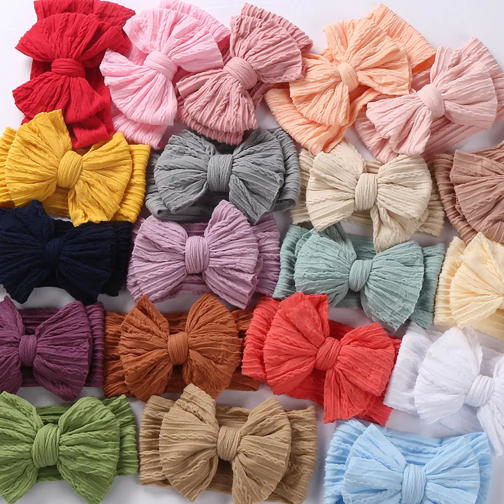 Bow Nylon Layers Headwear Kids Elastic Turban Headwraps Newborn Headband