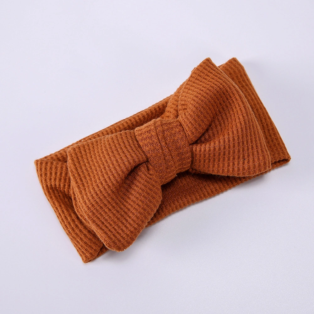 Wholesale Oversized Bow Headbands for Kids Waffle Knitted Knotted Headbands for Baby