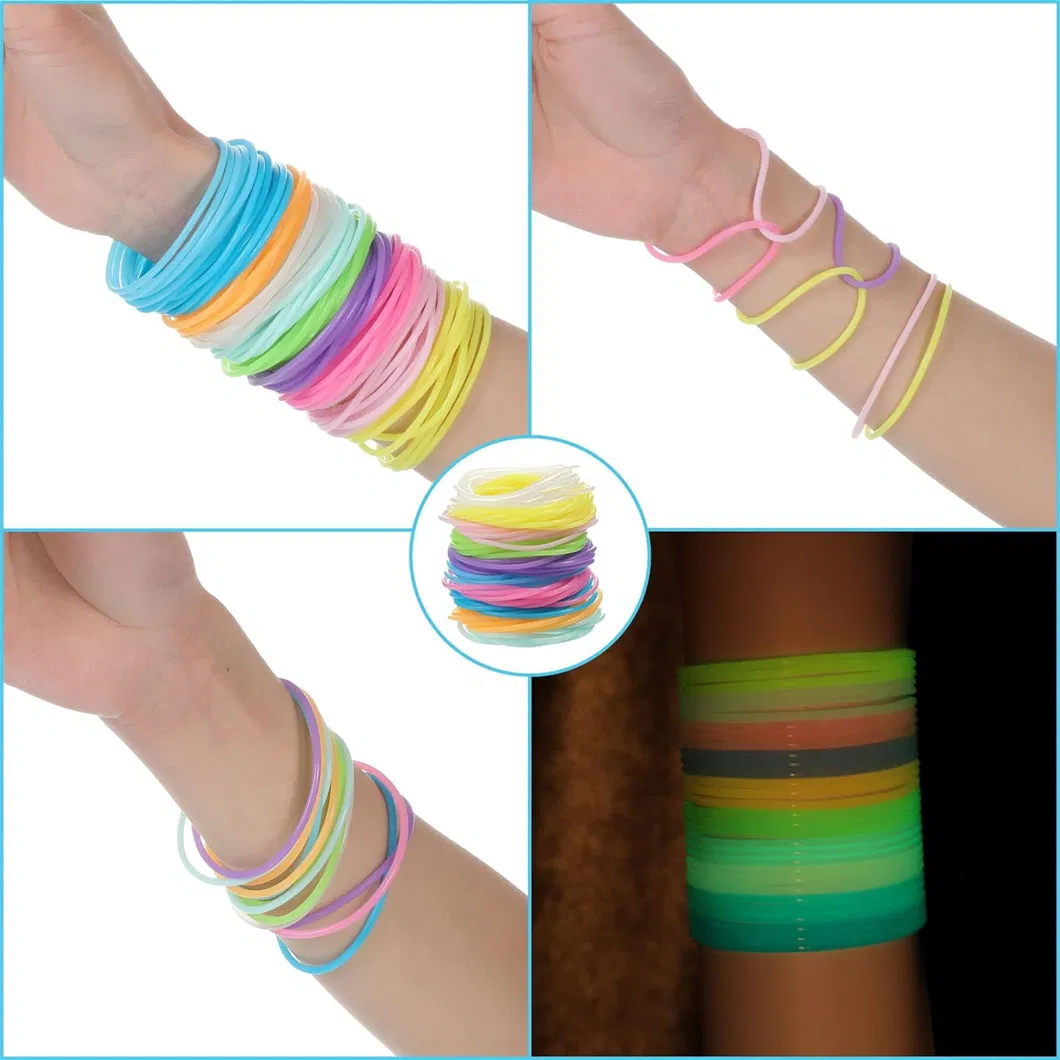 Glow Silicone Jelly Bracelets Girls Women Hair Ties Retro Neon Wristband