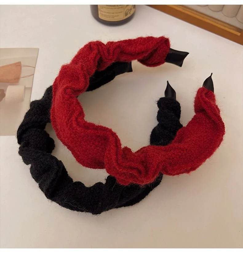 Christmas Red Knitted Woolen Hair Band Women&prime;s Autumn Winter Headband