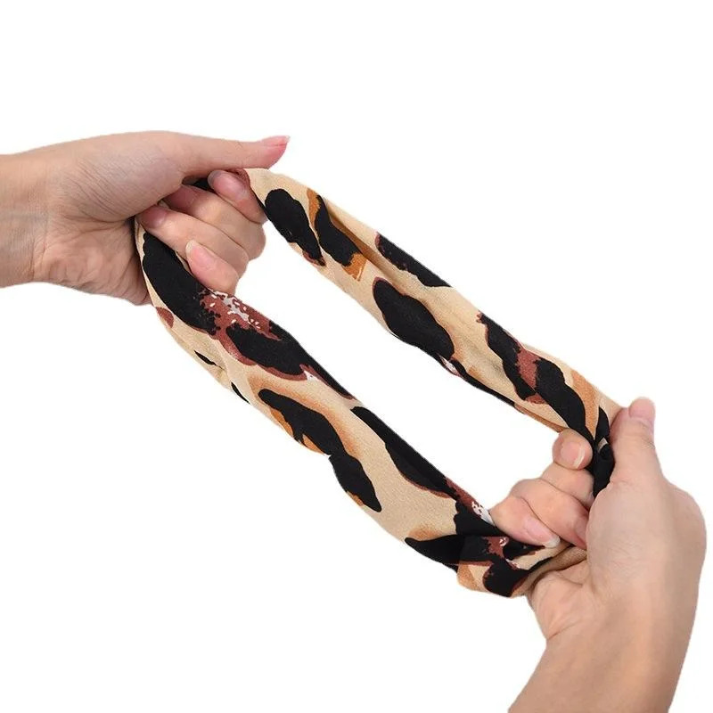 Unique Design Animal Printed Cross-Knotted Wide Brim Head Band Hair Accessories Women Knot Leopard Headband