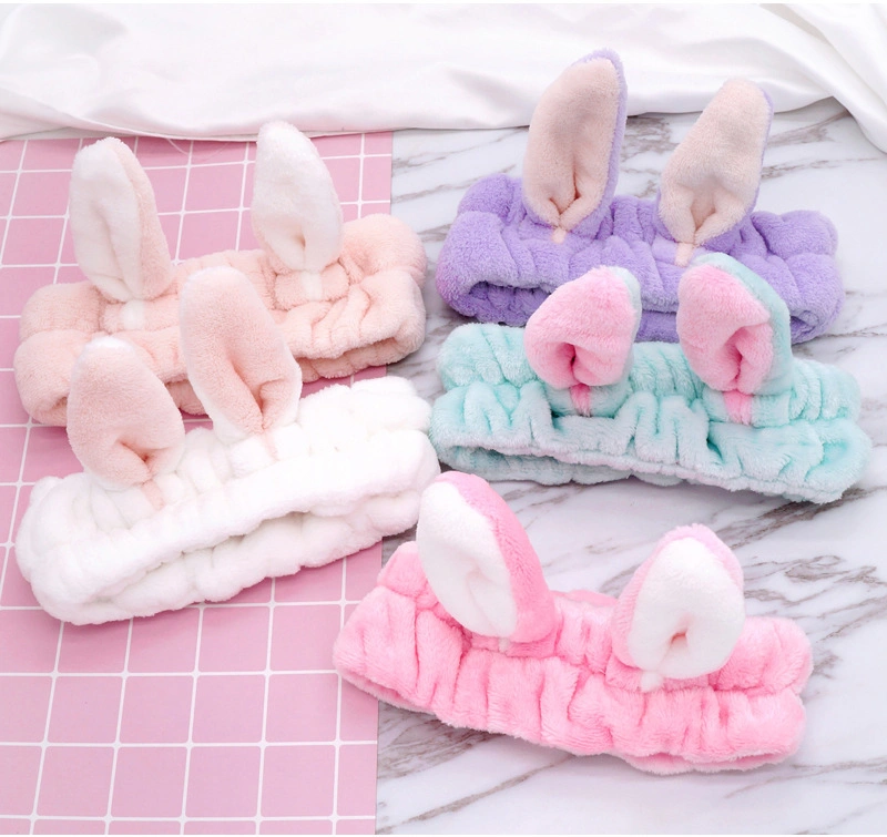 Bunny Ear Cosmetic Headband Fashion Cute Fluffy Elastic Makeup Headband Hairband for Shower, Face Washing, Facial Mask, SPA, Cosplay, Party