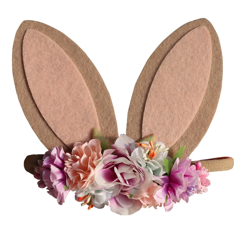 Large Rabbit Ears Headband Children Hair Band Easter Imitation Flower Head Band