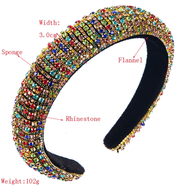 Ea033 2020 Luxury Sponge Padded Women Bling Rhinestone Headbands Girls Fashion Headpiece Full Bead Crystal Diamond Headband