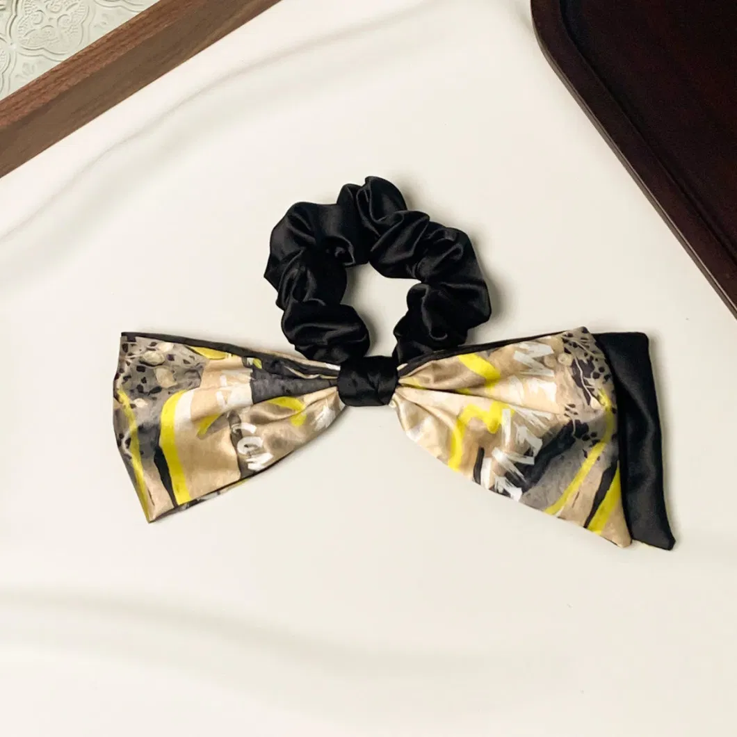 Spring New Set of Three Retro Hundred Hair Ring Female Fashion Stretch Satin Digital Bow Hair Band