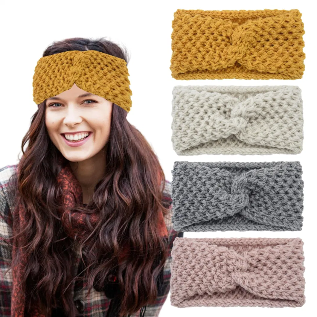 Hot Selling Crochet Stretchy Hair Band Knit Ear Warmer Headband Soft Warm Womens Knitted Headband