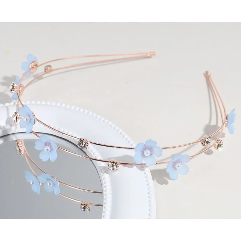 Simple Pearl Rhinestones Very Fine Super Fairy Double Flower Headband