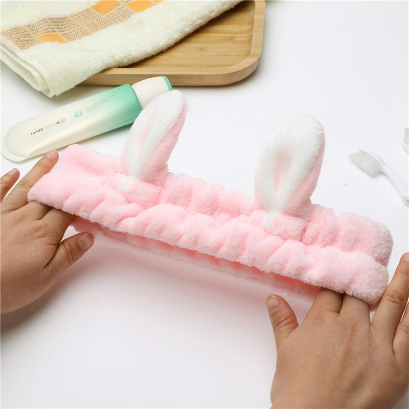 Bunny Ear Cosmetic Headband Fashion Cute Fluffy Elastic Makeup Headband Hairband for Shower, Face Washing, Facial Mask, SPA, Cosplay, Party