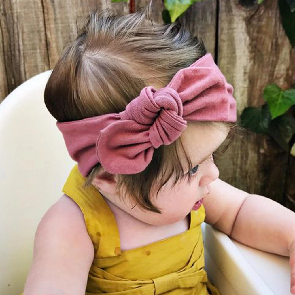 Baby Thin Hair Accessories Children Rabbit Ears Wide Edge Head Scarf Baby Hair Band Flower Cute Bowknot Knitted Headband