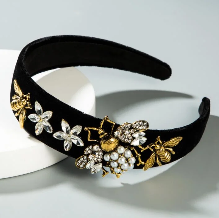 Court Retro Hair Accessories Baroque Rhinestone Pearl Headband