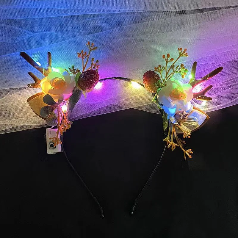 Christmas Hair Ornaments Headwear Toys Wholesale Holiday LED Hairband Girls Headband