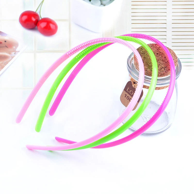 Mix Candy Colors 0.8cm Cheap Girls Thin Hair Headband Plastic Hair Band with Teeth Assorted Colors Plastic Hair Hat Ornament