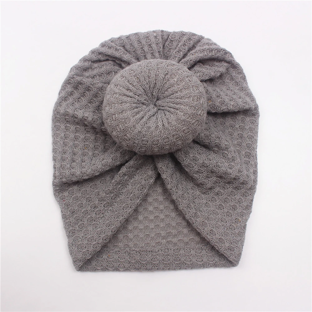 New Baby Waffle Wool Sweet Snare Head Knitted Ball Headbands for Baby