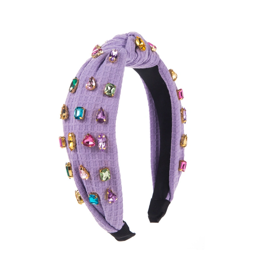 Custom Fashion Solid Color Sponge Headband Colorful Shiny Rhinestone Hair Accessories