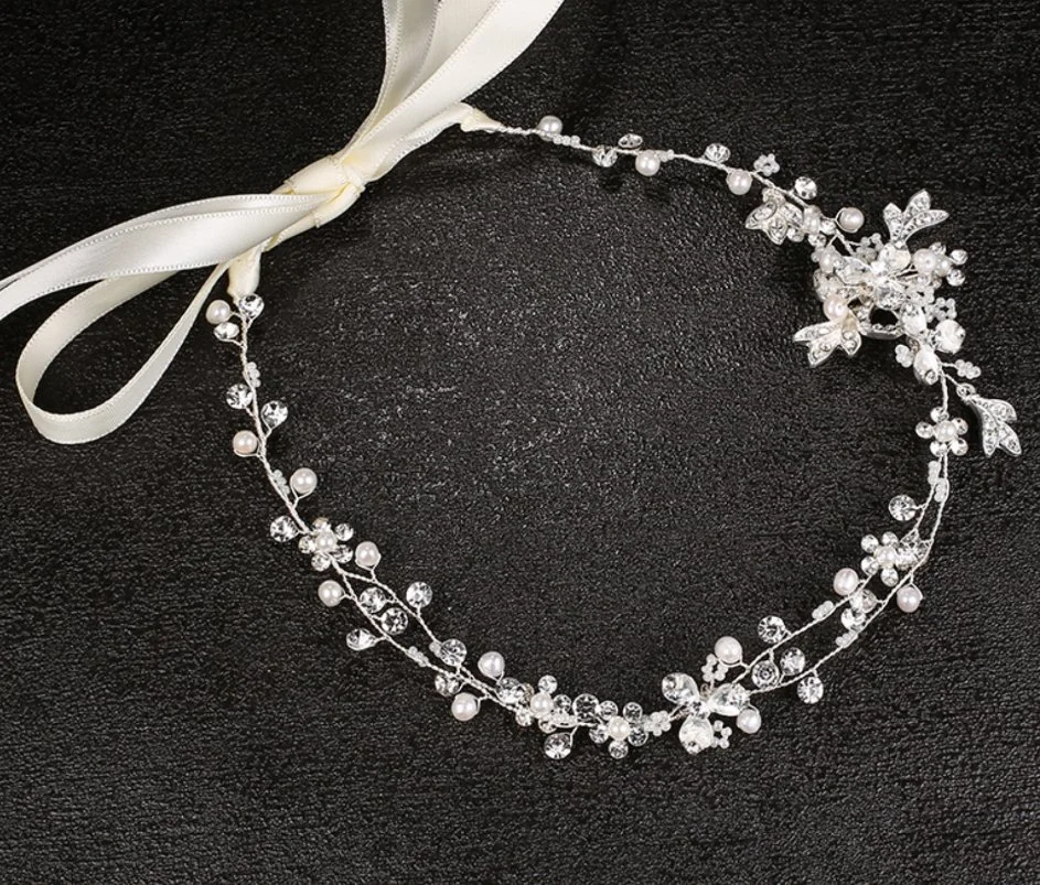 Wedding Crystal Silver Hair Vines Headband Headpiece. Bridal Crystal Hair Comb Hair Vines Headband for Wemen