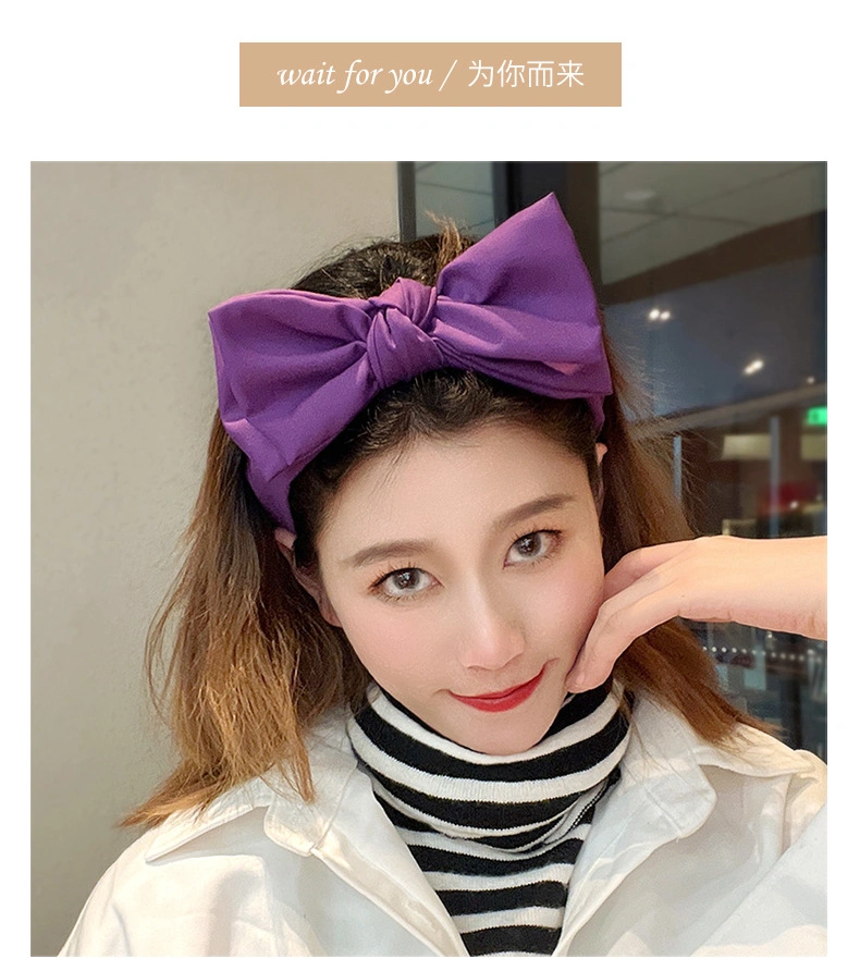 Purple Headband Female Korean Female Face Sponge Spring New Bow Headband