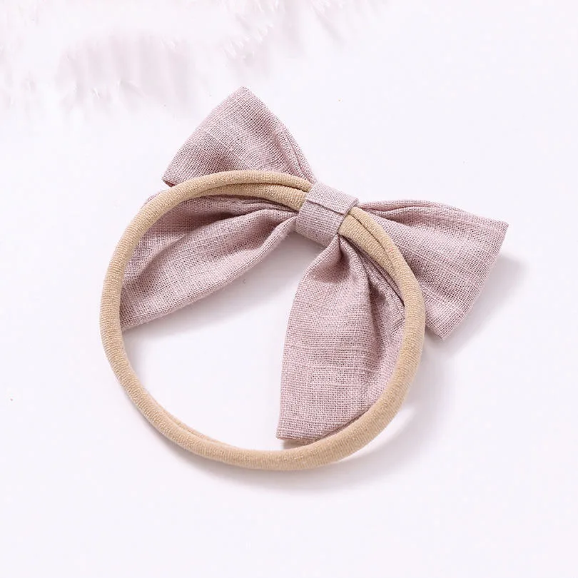 Fashion New Woman Girl Fabric Pink Bow Hair Elastic Band