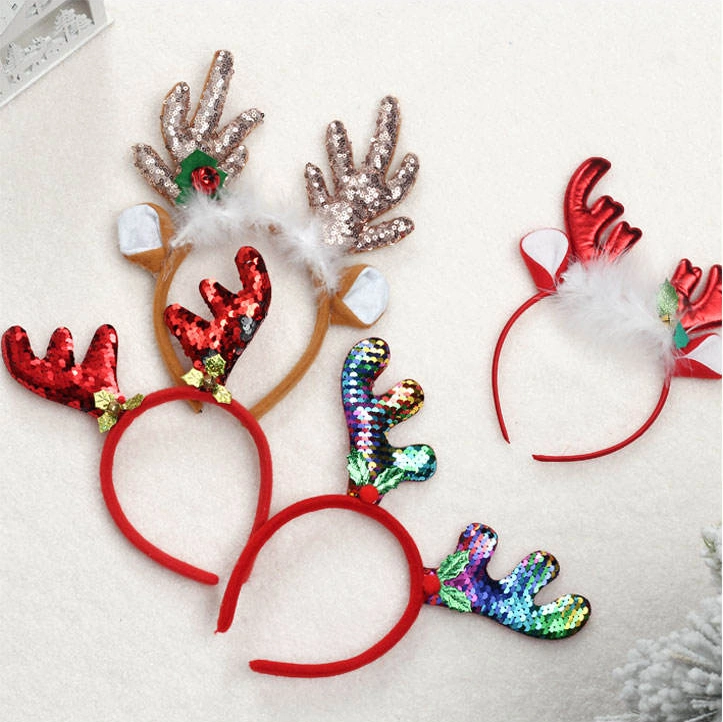 2021 Hot Sale Christmas Headband Party Hairband Reindeer Antler Sant Hat Headband