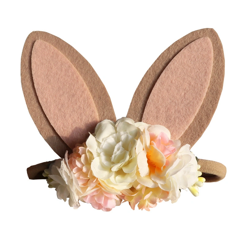 Large Rabbit Ears Headband Children Hair Band Easter Imitation Flower Head Band