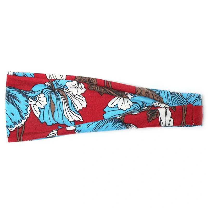 European and American Women Exercise Headband Yoga Headband Sweat Absorbing Band Antiperspirant Wide-Brimmed Printed Headpiece