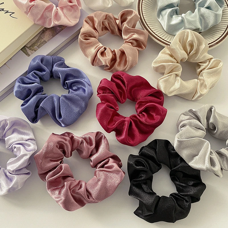 7PCS/Set Silk Hair Scrunchies Solid Color Elastic Hair Bands