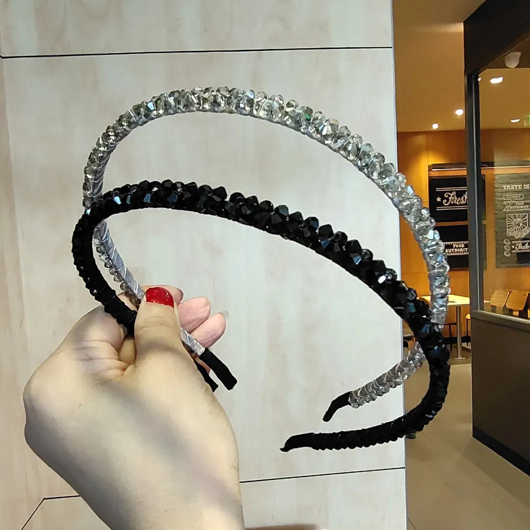 Hot Selling Rhinestone Simple Colored Hair Band Crystal Hair Band Thin-Brimmed Headband