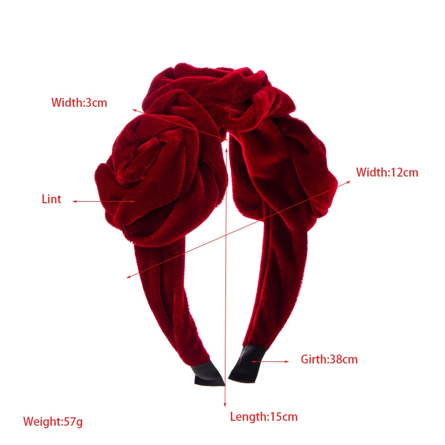 Custom Red Velvet Floral Headbands Bridal Wedding Hair Accessories Hairband