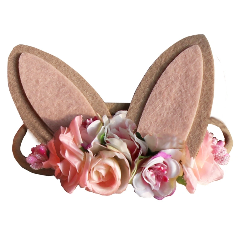 Large Rabbit Ears Headband Children Hair Band Easter Imitation Flower Head Band