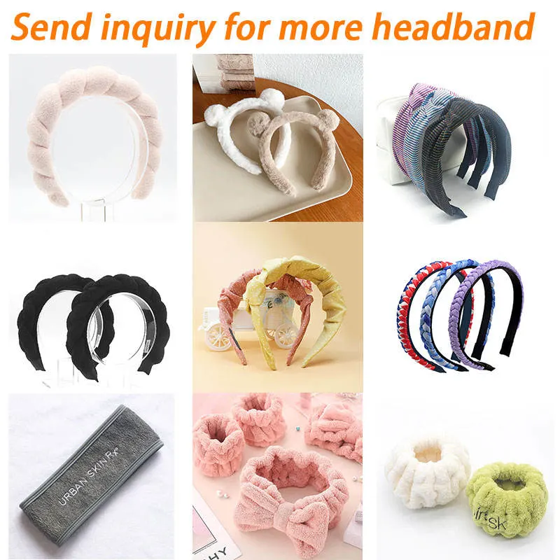 Wholesale Twisted Bubble Washing Face Towel Hair Band No Slip Sponge Puffy Custom Logo Makeup Velour SPA Headband for Women