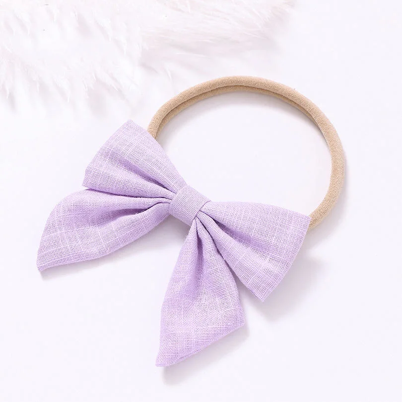 Fashion New Woman Girl Fabric Pink Bow Hair Elastic Band