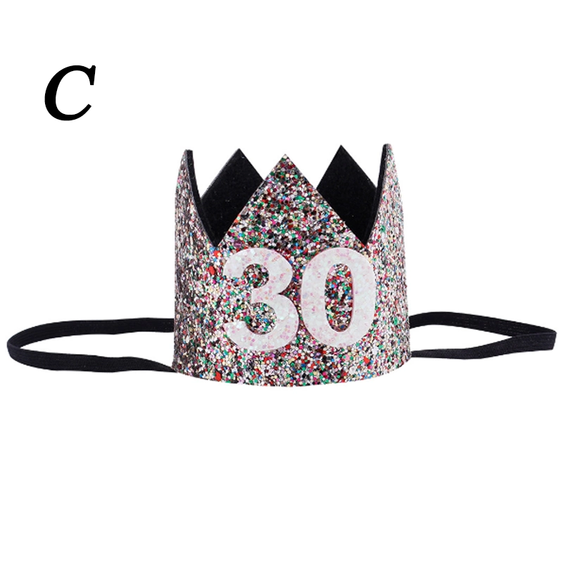 Kids New Year 1st Birthday Hat Baby Birthday Party Cap Girl Boys Pink Blue Flowers Princess Crown Adult Headband Hairwear