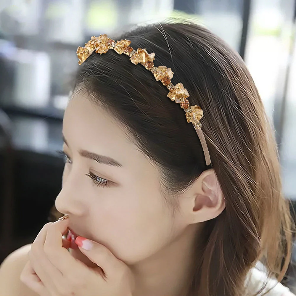 Korean Light Luxury Rhinestone French Elegant Bling Alloy Crystal Headbands